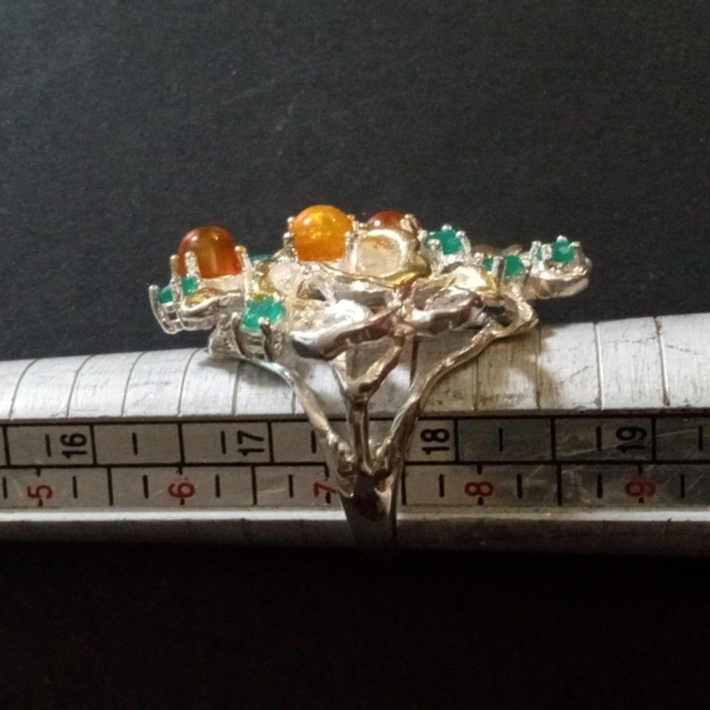 925 Opal Emerald Ring - image 4
